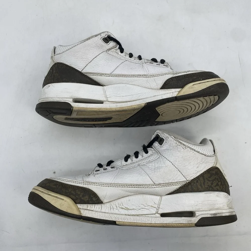 Air Jordan 3 Retro Mocha Shoes Mens 8.5 White Lace Up Y2K Sneaker Casual Nike